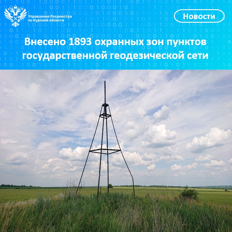 Внесено 1893 охранных зон пунктов государственной геодезической сети.